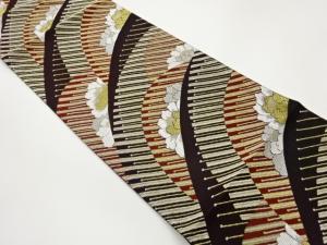 花に幾何学模様織出し袋帯